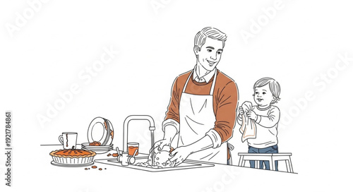 Woman and Child Baking Together.