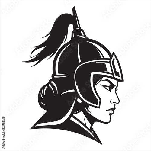 Ancient Warrior Portraits – A Collection of Black and White Vector Art Icons. Ancient warriors and historical heroines from various civilizations are illustrated in a black and white vector line art