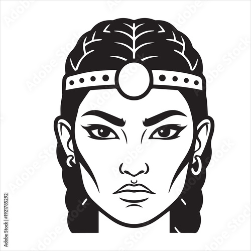 Ancient Warrior Portraits – A Black and White Vector Art Icons. Ancient warriors and historical heroines from various civilizations are illustrated in a black and white vector line art