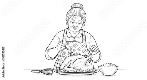 Woman Preparing Food in Kitchen.