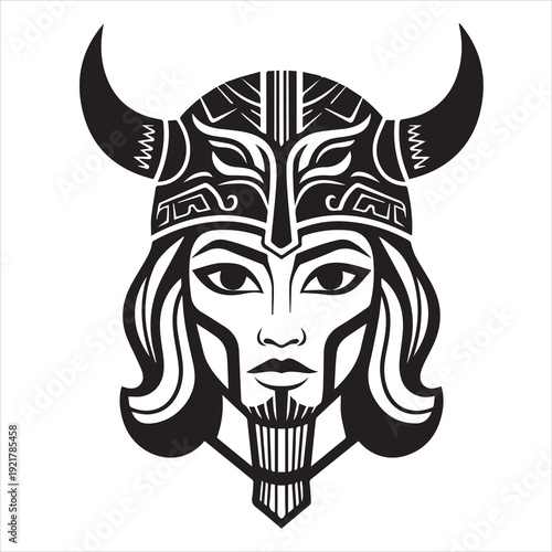 Ancient Warrior Portraits – A Collection of Black and White Vector Art Icons. Ancient warriors and historical heroines from various civilizations are illustrated in a black and white vector line art