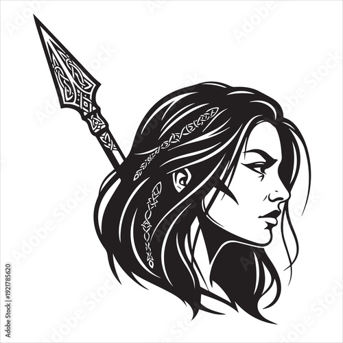 Ancient Warrior Portraits – A Collection of Black and White Vector Art Icons. Ancient warriors and historical heroines from various civilizations are illustrated in a black and white vector line art