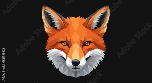 Low Poly Fox Head Illustration Isolated on Black Background