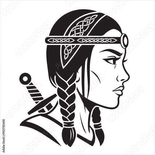 Ancient Warrior Portraits – A Collection of Black and White Vector Art Icons. Ancient warriors and historical heroines from various civilizations are illustrated in a black and white vector line art