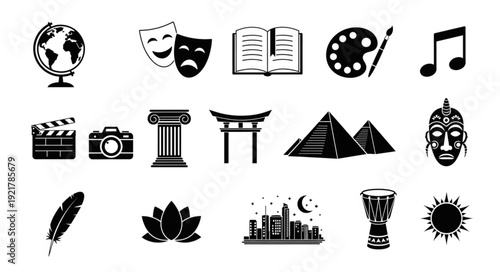 Collection of Icons Representing Culture and Arts.