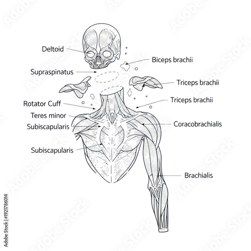 Anatomical Illustration of Human Shoulder and Arm Muscles