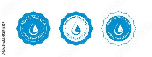 Hyaluronic Acid Icon. Moisturizing icon set. Rounded vector symbol water gel in blue color.