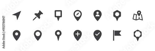 Map pin icon. location pin place marker. Location icon. Map marker pointer icon set. GPS location symbol collection Vector illustrator.  various location pin icons, map pointer set, place indicator