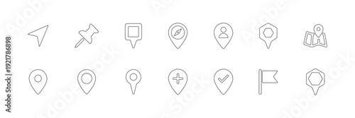 Map pin icon. location pin place marker. Location icon. Map marker pointer icon set. GPS location symbol collection Vector illustrator.  various location pin icons, map pointer set, place indicator