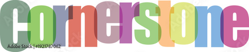 Colorful gradient text spelling out cornerstone with vibrant rainbow letters.
