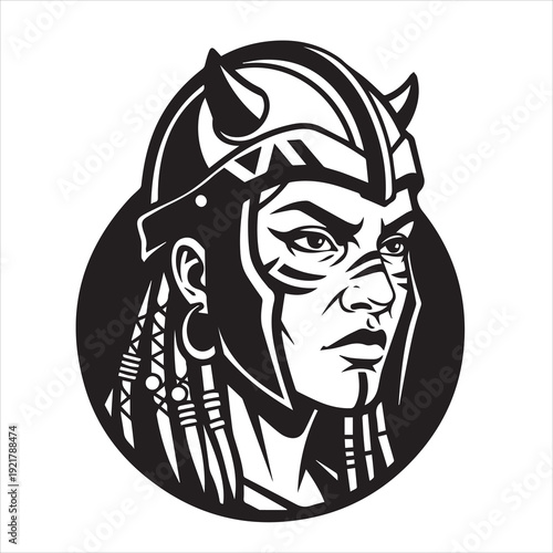 Ancient Warrior Portraits – A Collection of Black and White Vector Art Icons. Ancient warriors and historical heroines from various civilizations are illustrated in a black and white vector line art