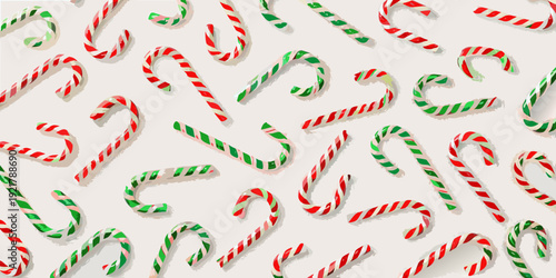 A colorful arrangement of candy canes fills the frame festive and sweet