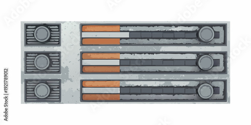 Multiple battery indicators displaying varying charge levels in a row