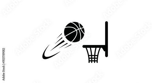 Black Basketball Going into the Hoop.