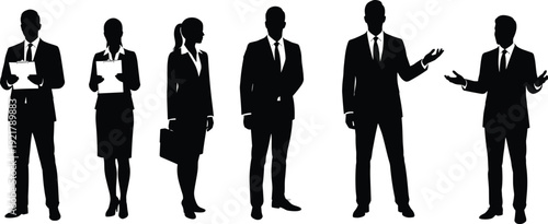 Business professionals silhouettes, corporate teamwork, leadership communication, office collaboration, negotiation success, career growth, partnership strategy illustration