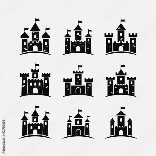 Church Building Icon Set Vector – Christian Cathedral and Chapel Silhouette Collection