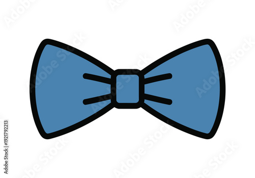 Simple blue bow tie with a black outline, a classic and elegant neckwear accessory.