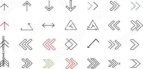 set of arrow icons, collection of various arrow icons in different styles and directions