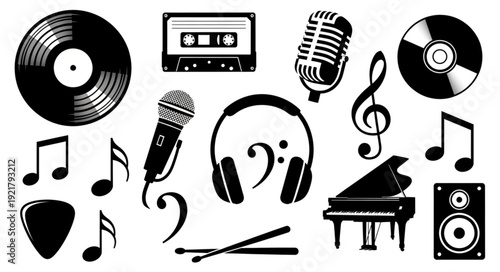 Collection of Musical Instruments and Symbols.