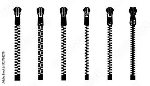 Zipper brush set. Zip vector.  Patterns with zipper brushes.