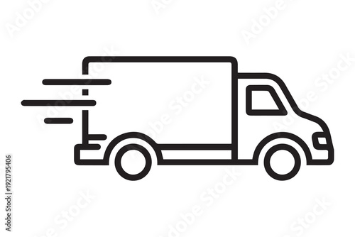 Delivery Truck Line Icon Fast Shipping Courier Van Vector Illustration