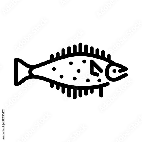 halibut fish side view outline icon. halibut fish line illustration.