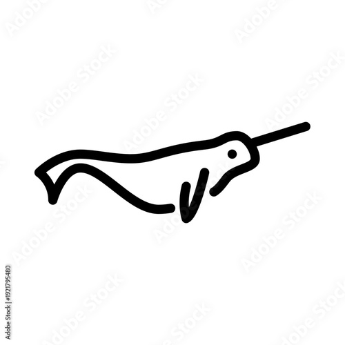 narwhal side view outline icon. narwhal line illustration.
