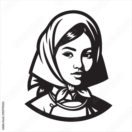 Ancient Warrior Portraits Vietnamese– A Collection of Black and White Vector Art Icons.