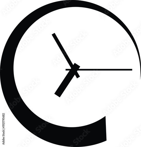 Abstract clock face icon showing time with minimalist design concept