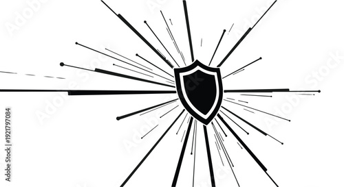 Shield protection symbol with dynamic lines