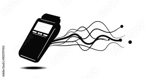 smartwatch with flying wires and connected lines