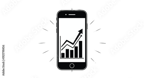 Mobile phone with growing graph on screen