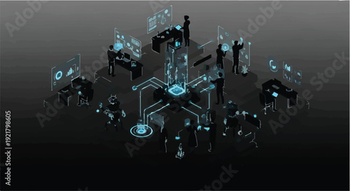 neon blue futuristic technology connections network