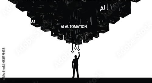 Businessman interacting with AI automation technology