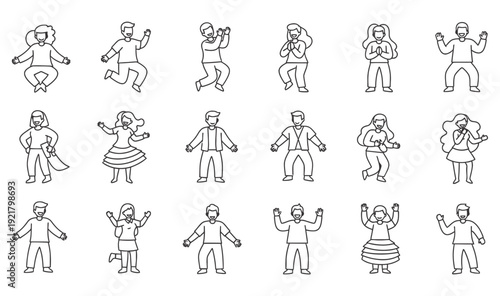 People Dancing with Joyful Expressions in Various Poses
