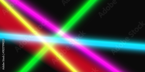 Abstract neon neon color light party bright lens flare, Laser show colorful design.