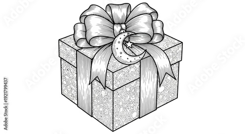 Gift Box with Bow Illustration.