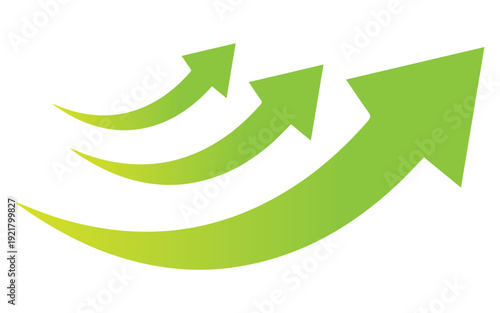 up arrows. Set of rising arrows