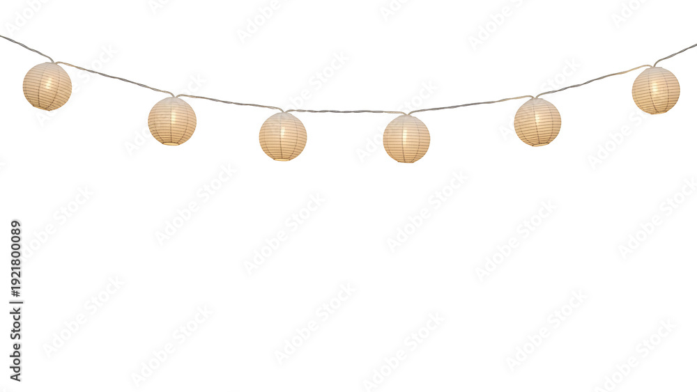 Fototapeta premium A string of oval shaped lights isolated on transparent background