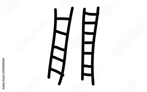 Hand drawn wooden ladder sketches showing vertical steps for climbing and reach tool