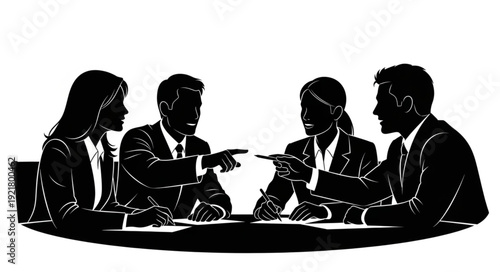 Business People Meeting Discussing Ideas Around Table.