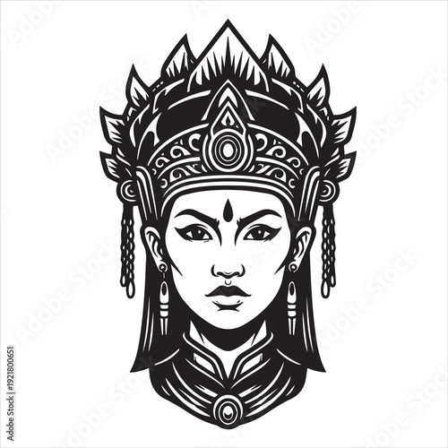 Ancient Warrior Portraits – A Collection of Black and White Vector Art Icons. Ancient warriors and historical heroines from various civilizations are illustrated in a black and white vector line art