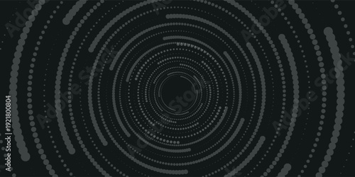 Modern abstract background. Halftone dots in circle form. Spiral logo, icon or design element. Black dots on a white background and white dots on the black side