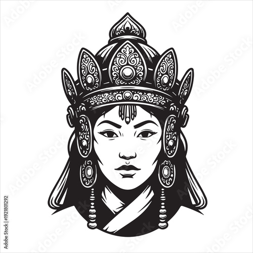 Ancient Warrior Portraits – A Black and White Vector Art Icons. Ancient warriors and historical heroines from various civilizations are illustrated in a black and white vector line art s