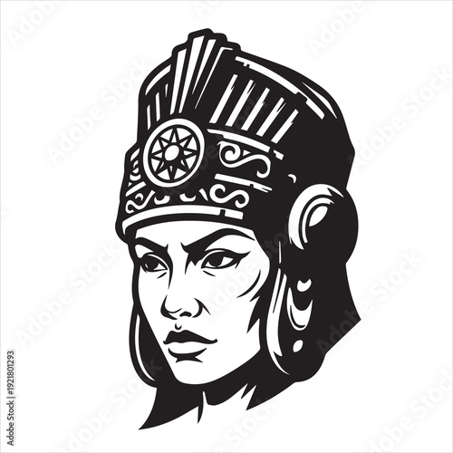 Ancient Warrior Portraits – A Black and White Vector Art Icons. Ancient warriors and historical heroines from various civilizations are illustrated in a black and white vector line art s