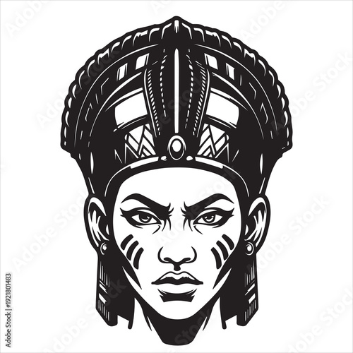 Ancient Warrior Portraits – A Black and White Vector Art Icons. Ancient warriors and historical heroines from various civilizations are illustrated in a black and white vector line art s