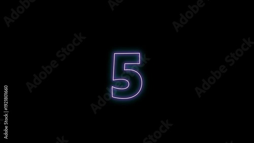 Multi-Color Neon Countdown 10 to 0 with Outlined Numbers on Transparent Background | Animated UI Element