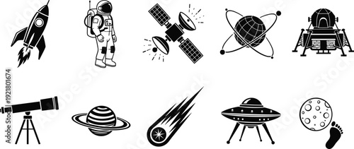 Black and white rhinoceros vector set, wild animal silhouettes standing and walking, isolated flat graphic design on a white backgrounds