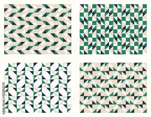 Wallpaper Mural Neutral green and brown, Color tessellation set, bundle of modern seamless vector patterns. Neutral retro colors. Repeatable design for fabric collection, wallpapers, Torontodigital.ca