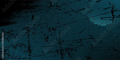 Grunge Teal Texture With Moonlit Scratches: Dark Abstract Night Background For Design And Overlay